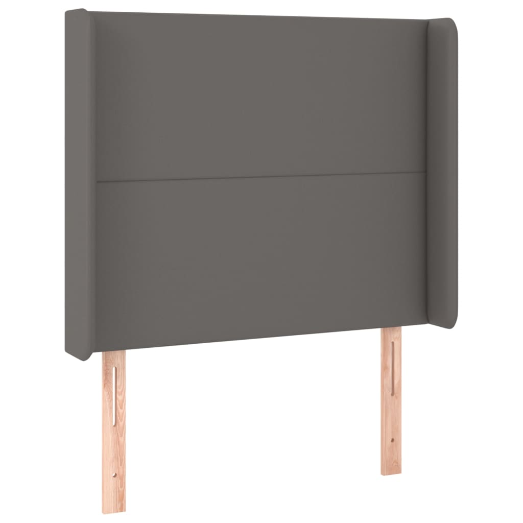 vidaXL Κρεβάτι Boxspring με Στρώμα & LED Γκρι 90x190 εκ. Συνθ. Δέρμα