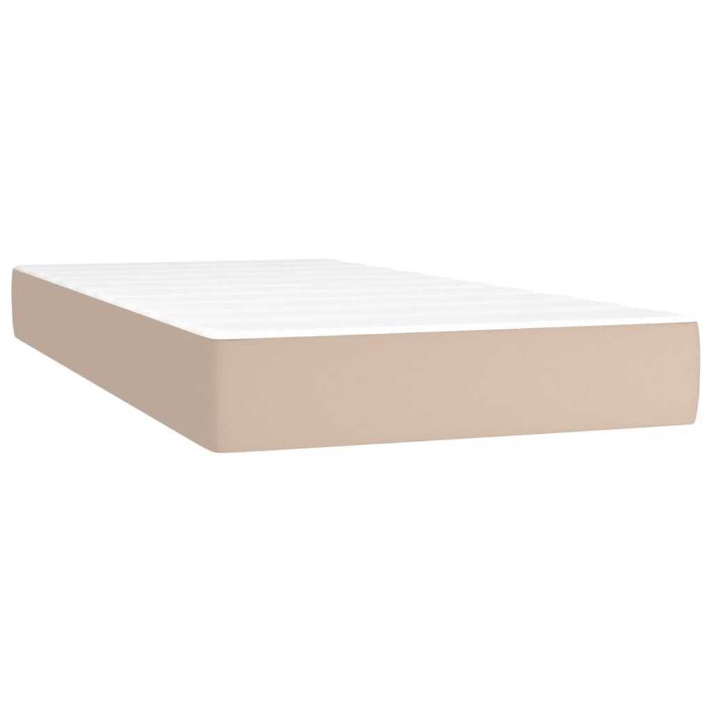 vidaXL Κρεβάτι Boxspring Στρώμα&LED Καπουτσίνο 90x190 εκ. Συνθ. Δέρμα