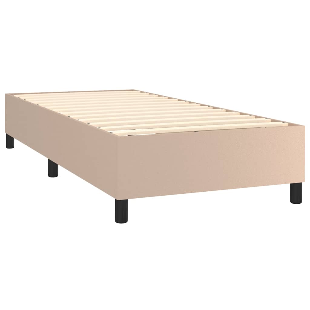 vidaXL Κρεβάτι Boxspring Στρώμα&LED Καπουτσίνο 90x200 εκ. Συνθ. Δέρμα