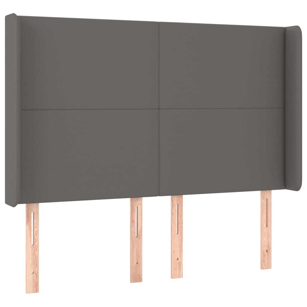 vidaXL Κρεβάτι Boxspring με Στρώμα & LED Γκρι 140x190 εκ. Συνθ. Δέρμα