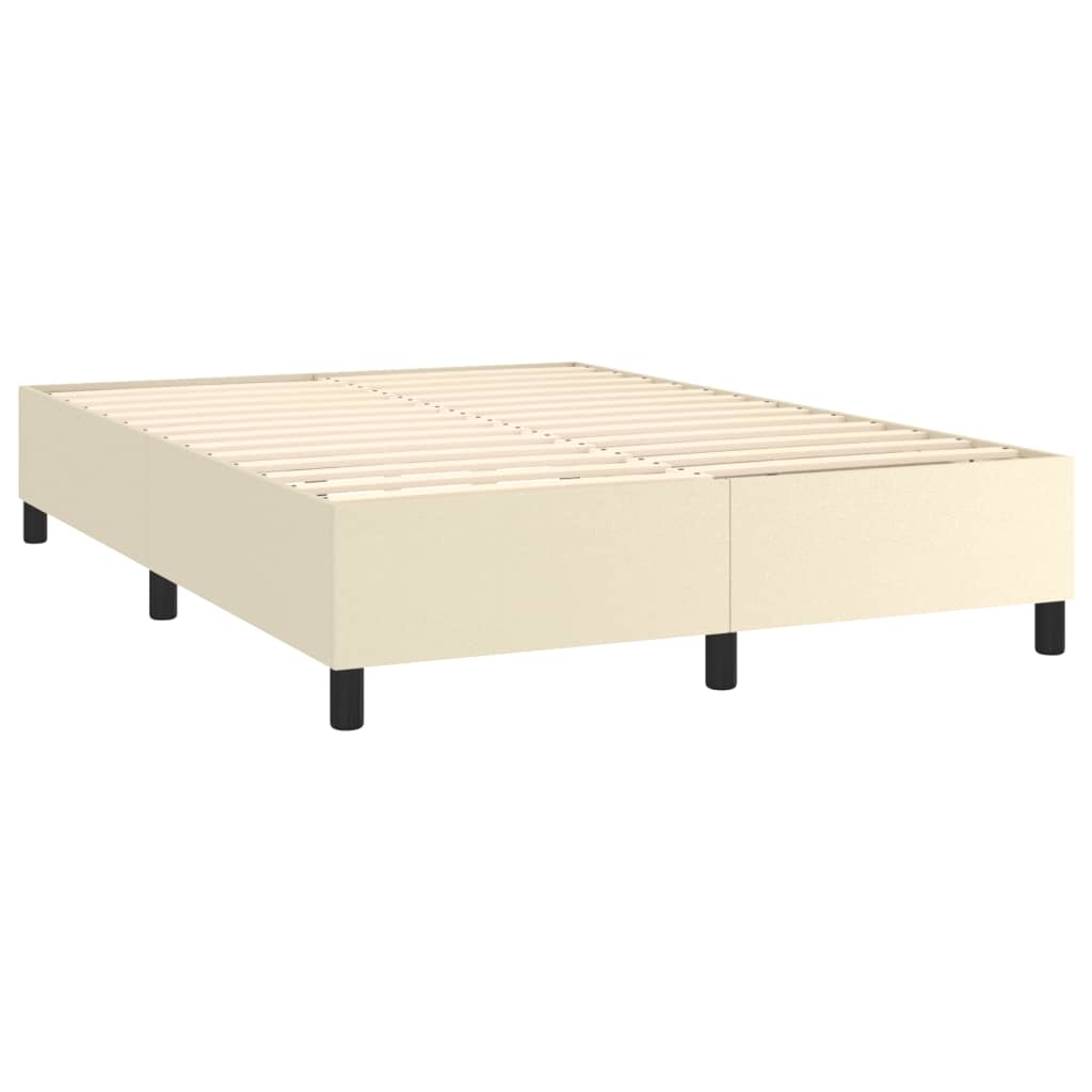 vidaXL Κρεβάτι Boxspring με Στρώμα & LED Κρεμ 140x200 εκ. Συνθ. Δέρμα