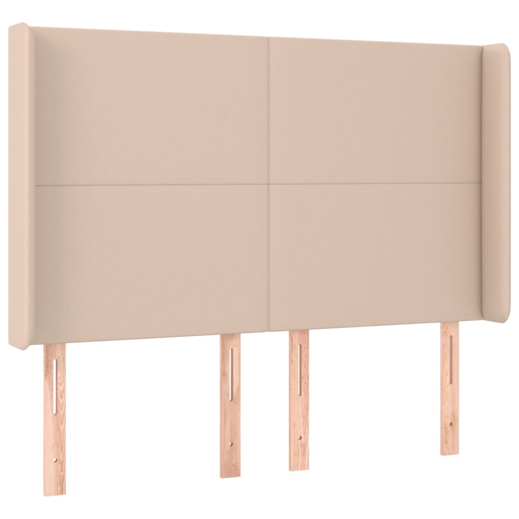 vidaXL Κρεβάτι Boxspring Στρώμα&LED Καπουτσίνο 140x200 εκ. Συνθ. Δέρμα