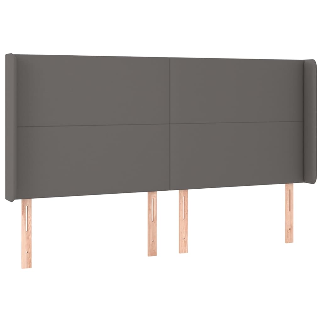 vidaXL Κρεβάτι Boxspring με Στρώμα & LED Γκρι 160x200 εκ. Συνθ. Δέρμα