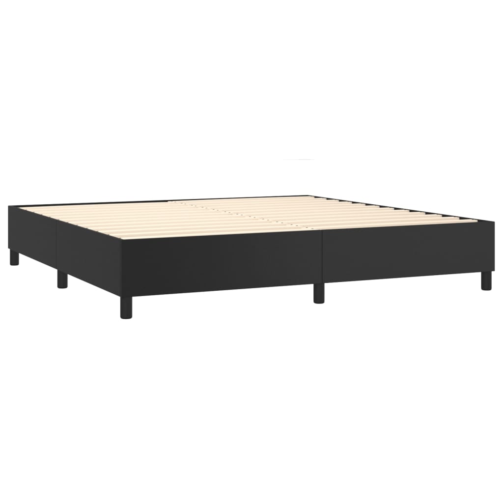vidaXL Κρεβάτι Boxspring με Στρώμα & LED Μαύρο 200x200 εκ. Συνθ. Δέρμα