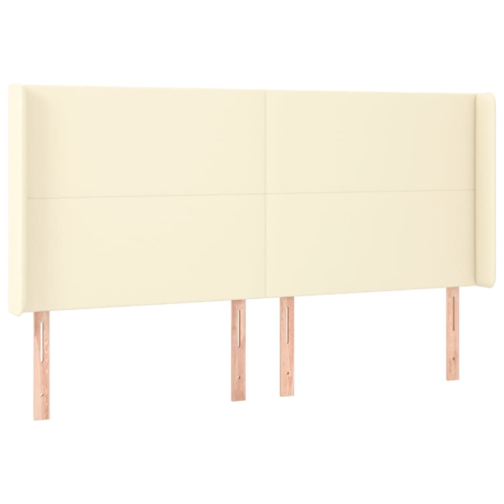 vidaXL Κρεβάτι Boxspring με Στρώμα & LED Κρεμ 200x200 εκ. Συνθ. Δέρμα