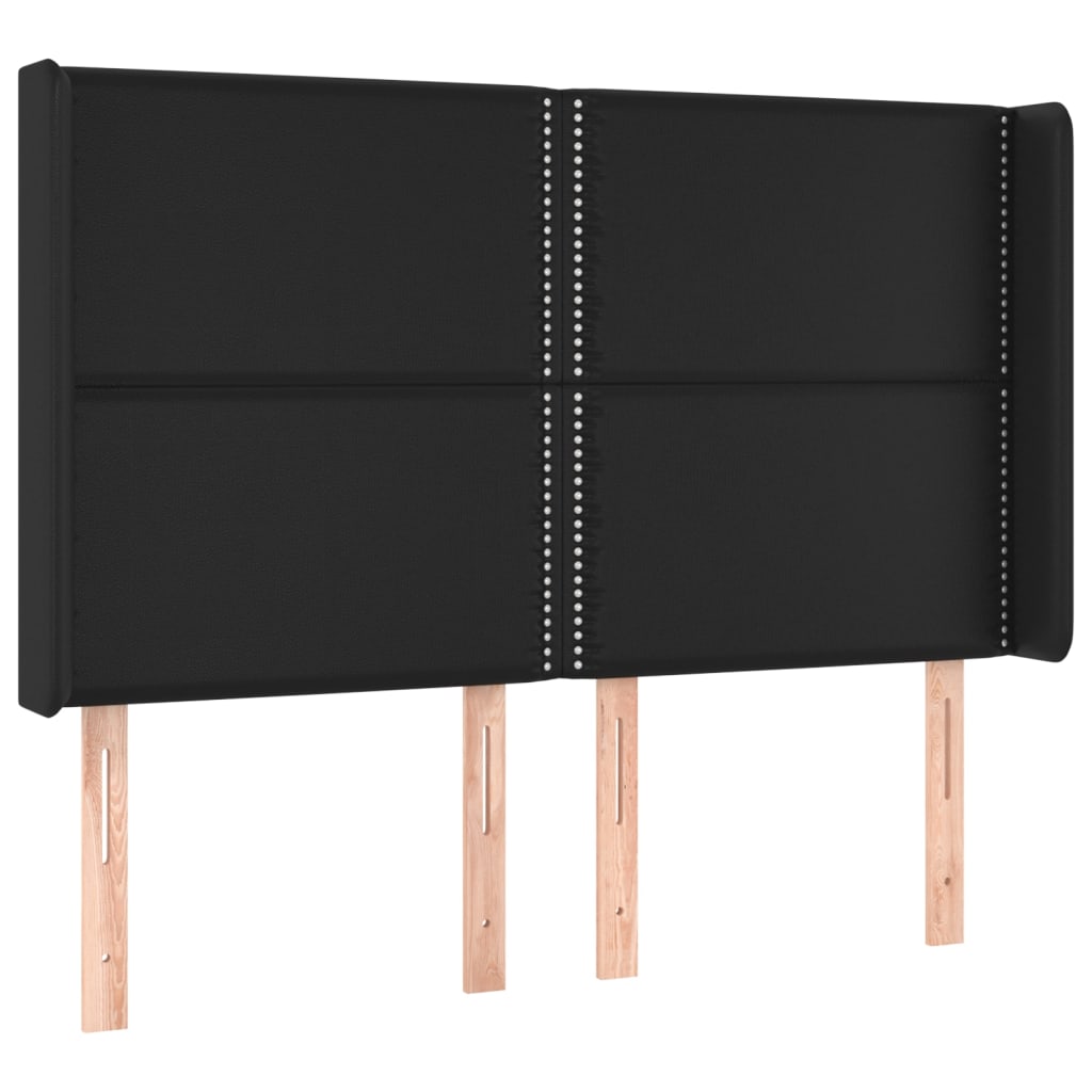 vidaXL Κρεβάτι Boxspring με Στρώμα & LED Μαύρο 140x190 εκ. Συνθ. Δέρμα