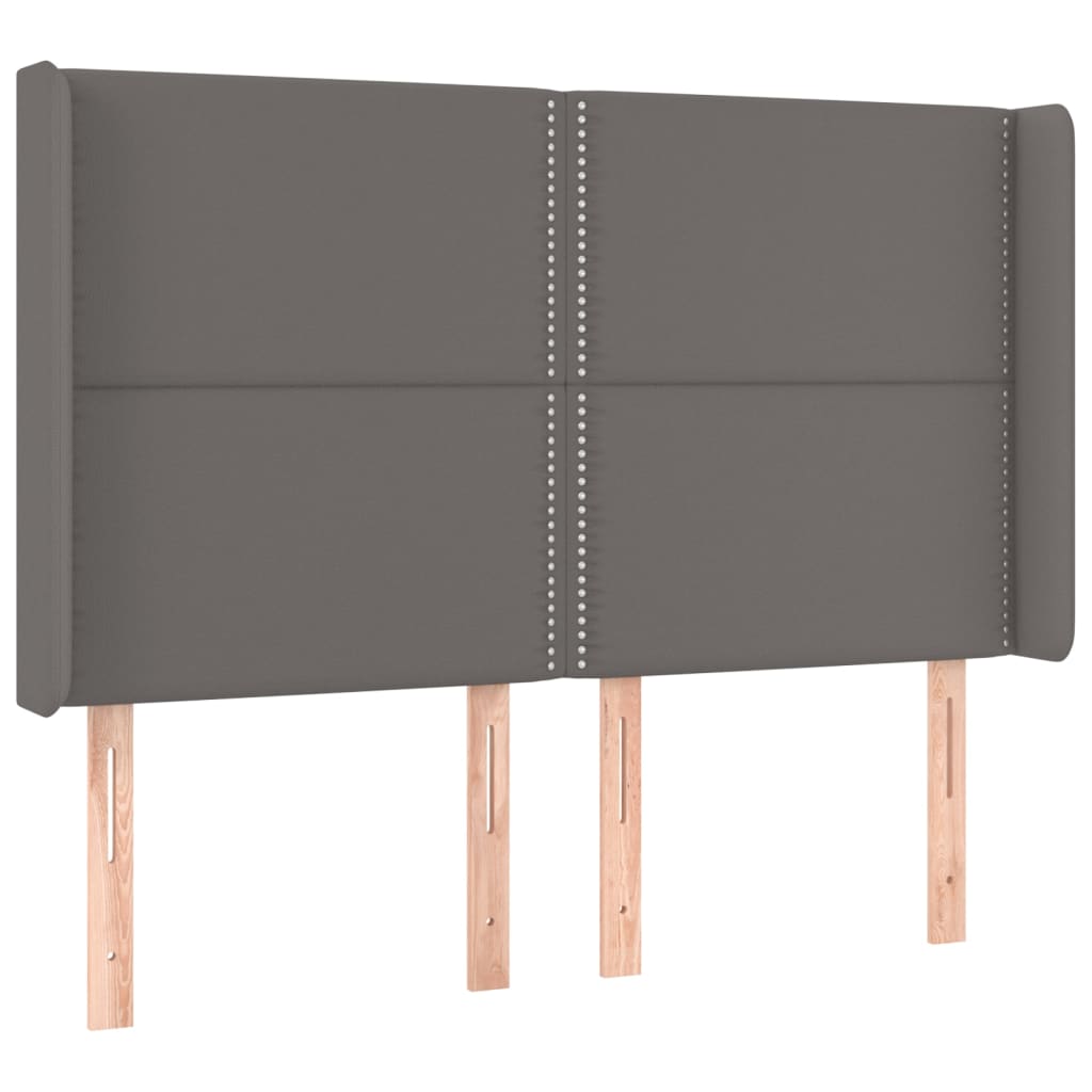 vidaXL Κρεβάτι Boxspring με Στρώμα & LED Γκρι 140x200 εκ. Συνθ. Δέρμα