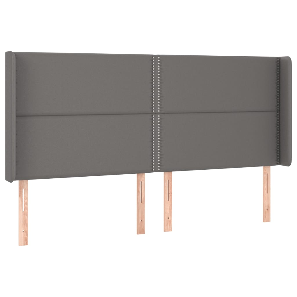 vidaXL Κρεβάτι Boxspring με Στρώμα & LED Γκρι 180x200 εκ. Συνθ. Δέρμα