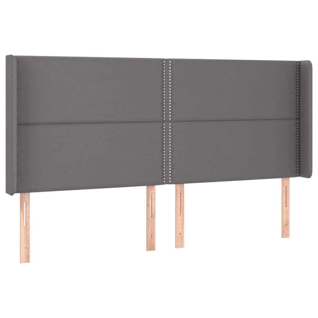 vidaXL Κρεβάτι Boxspring με Στρώμα & LED Γκρι 200x200 εκ. Συνθ. Δέρμα