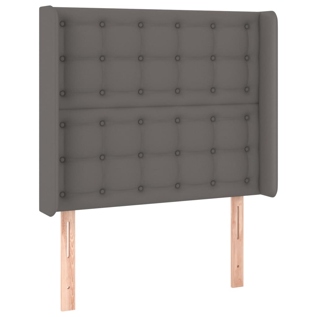 vidaXL Κρεβάτι Boxspring με Στρώμα & LED Γκρι 90x200 εκ. Συνθ. Δέρμα