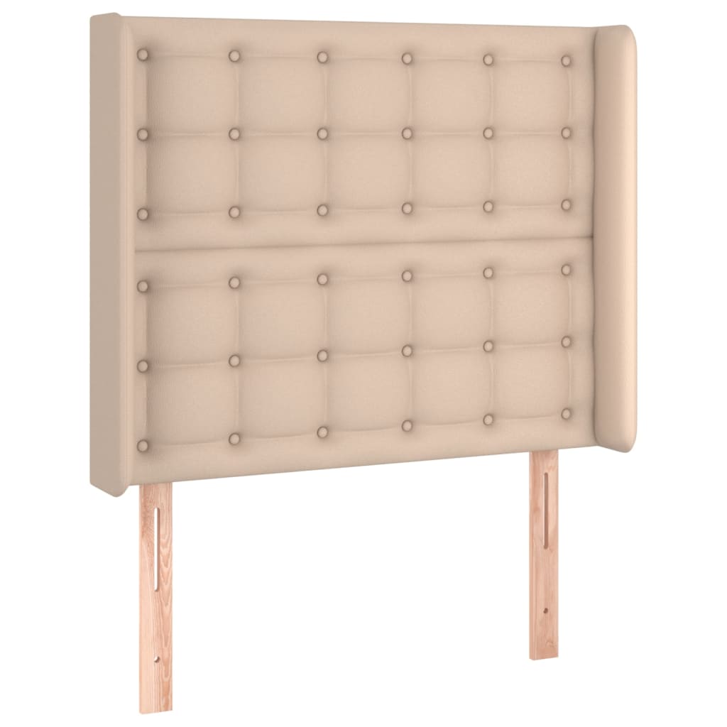 vidaXL Κρεβάτι Boxspring Στρώμα&LED Καπουτσίνο 90x200 εκ. Συνθ. Δέρμα