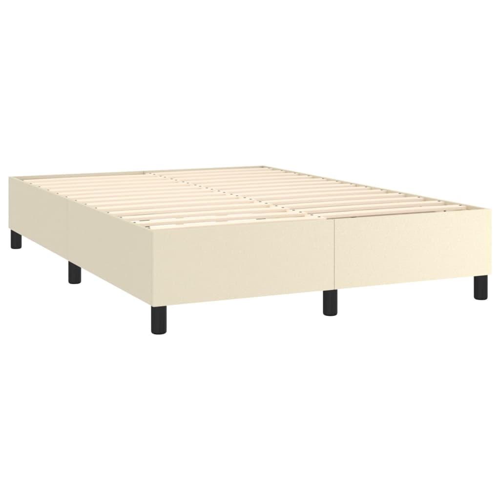 vidaXL Κρεβάτι Boxspring με Στρώμα & LED Κρεμ 140x200 εκ. Συνθ. Δέρμα