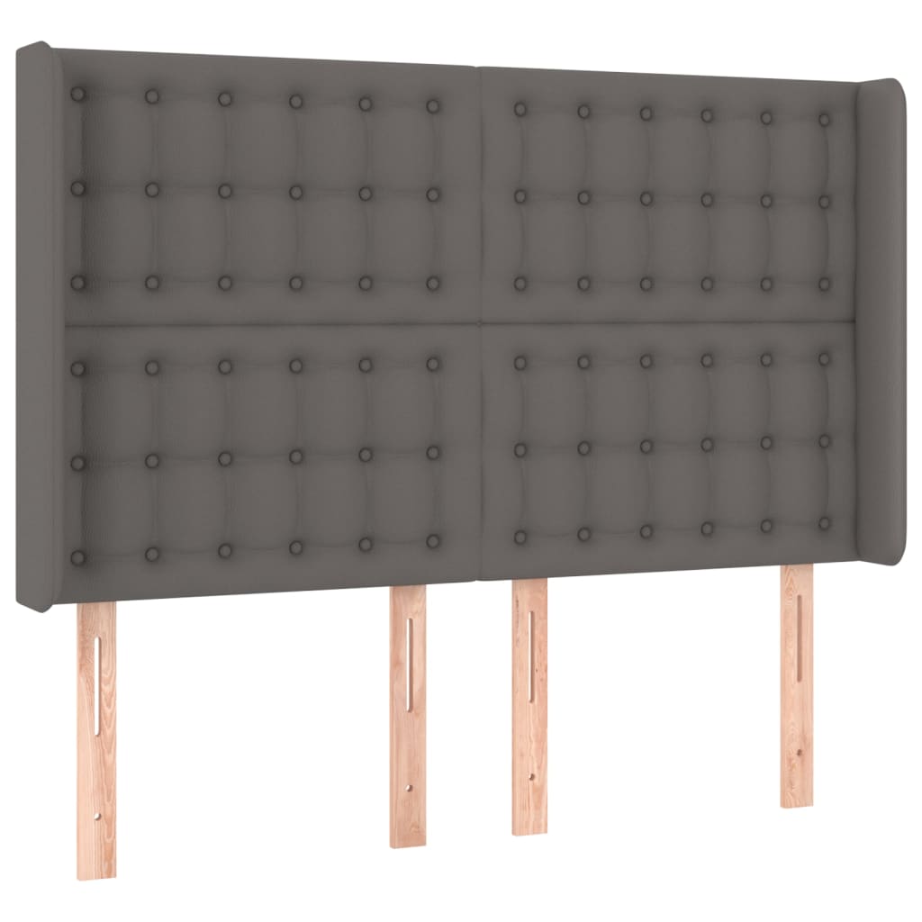 vidaXL Κρεβάτι Boxspring με Στρώμα & LED Γκρι 140x200 εκ. Συνθ. Δέρμα