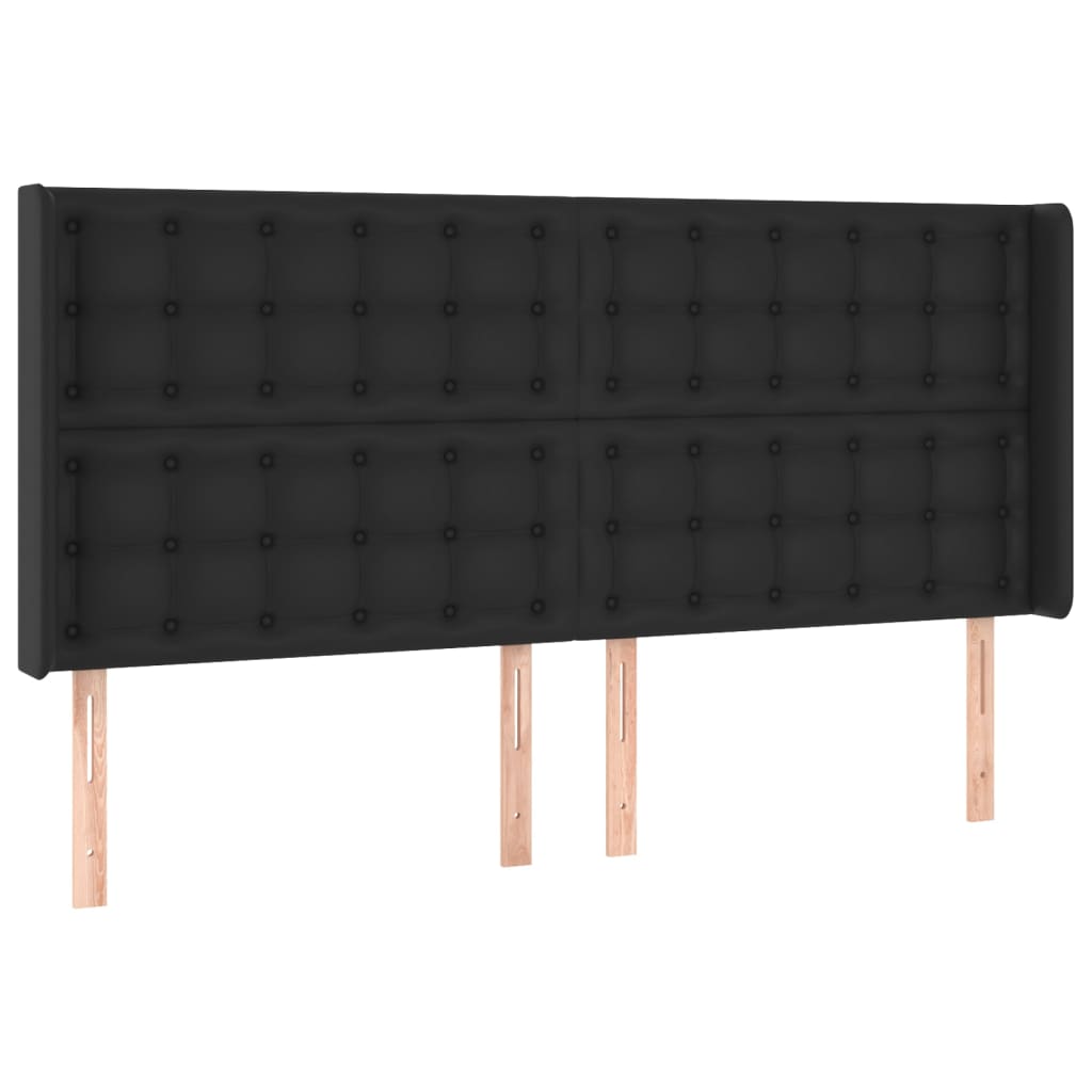 vidaXL Κρεβάτι Boxspring με Στρώμα & LED Μαύρο 160x200 εκ. Συνθ. Δέρμα