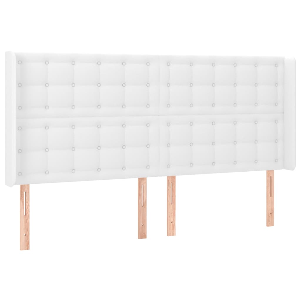 vidaXL Κρεβάτι Boxspring με Στρώμα & LED Λευκό 160x200 εκ. Συνθ. Δέρμα