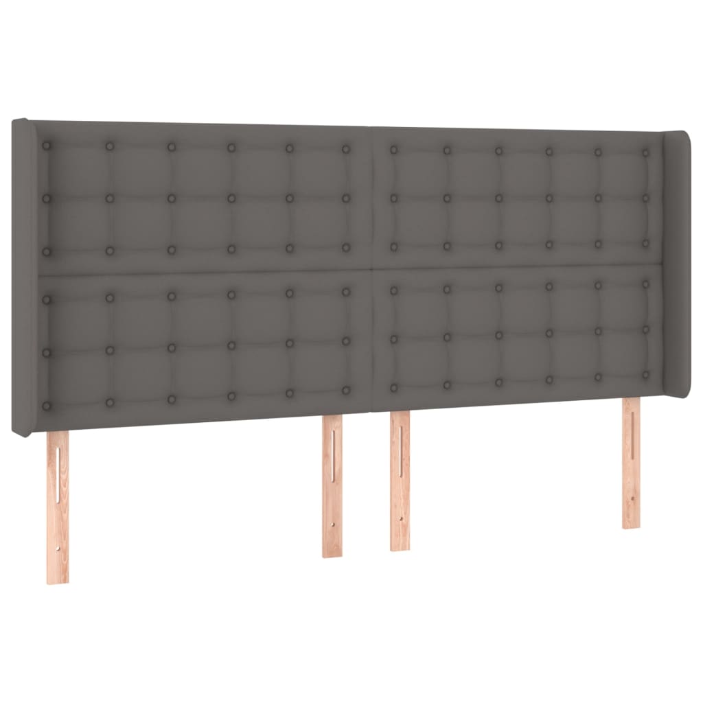 vidaXL Κρεβάτι Boxspring με Στρώμα & LED Γκρι 160x200 εκ. Συνθ. Δέρμα