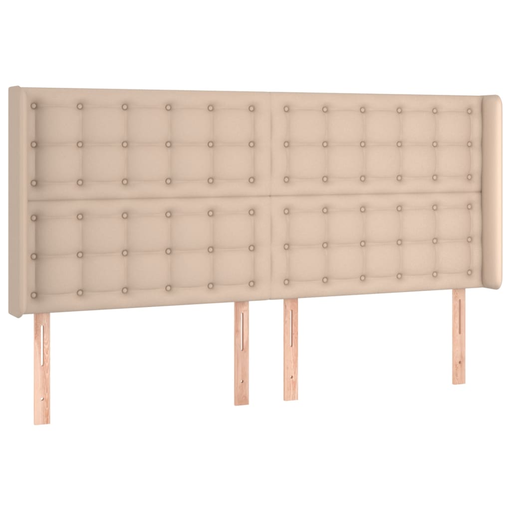 vidaXL Κρεβάτι Boxspring Στρώμα&LED Καπουτσίνο 180x200 εκ. Συνθ. Δέρμα