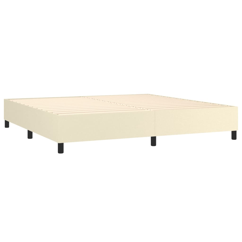 vidaXL Κρεβάτι Boxspring με Στρώμα & LED Κρεμ 200x200 εκ. Συνθ. Δέρμα