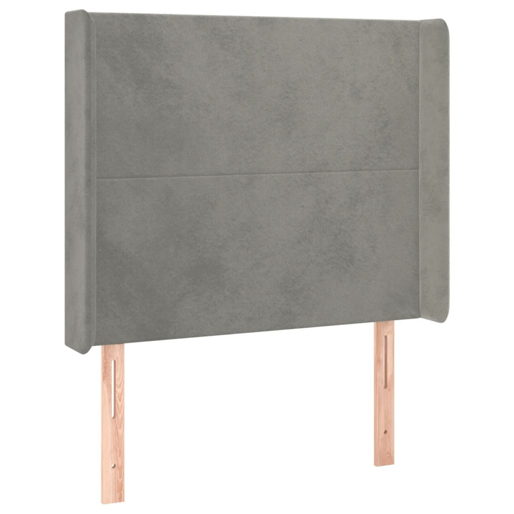 vidaXL Κρεβάτι Boxspring με Στρώμα & LED Αν.Γκρι 80x200 εκ. Βελούδινο