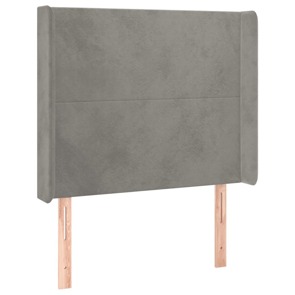 vidaXL Κρεβάτι Boxspring με Στρώμα & LED Αν.Γκρι 90x190 εκ. Βελούδινο