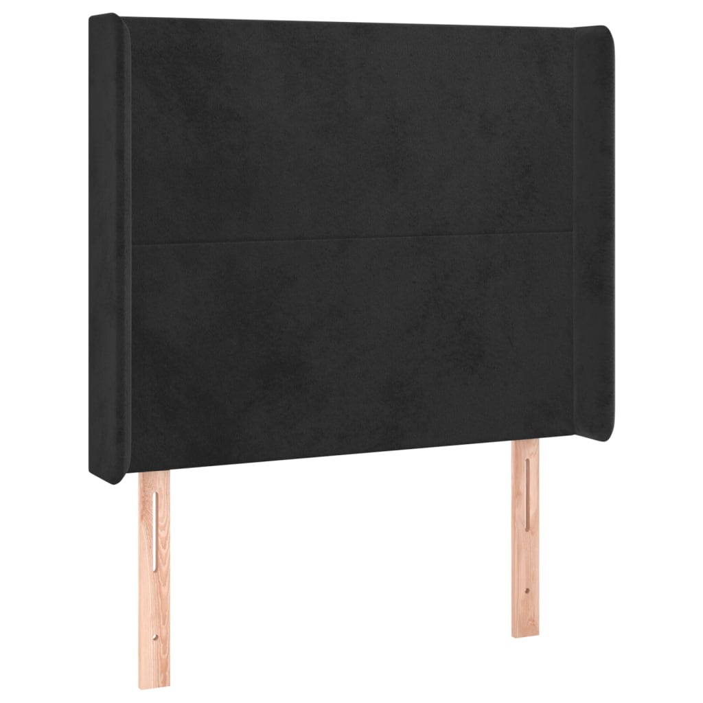vidaXL Κρεβάτι Boxspring με Στρώμα & LED Μαύρο 90x190 εκ. Βελούδινο