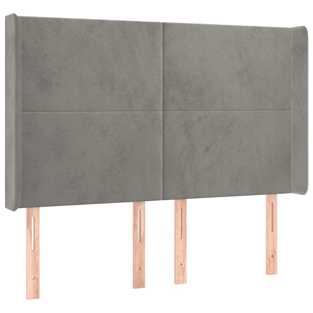 vidaXL Κρεβάτι Boxspring με Στρώμα&LED Αν. Γκρι 140x190 εκ. Βελούδινο
