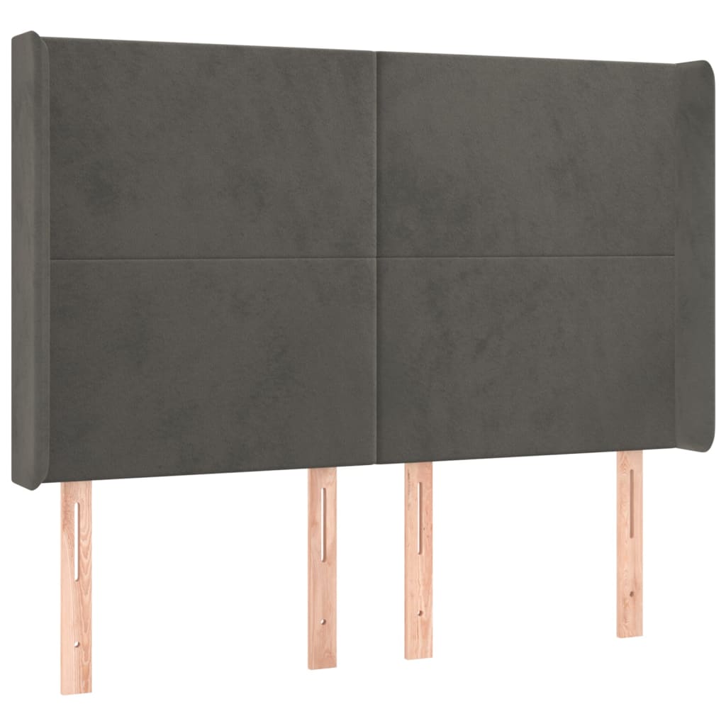 vidaXL Κρεβάτι Boxspring με Στρώμα & LED Σκ. Γκρι 140x190εκ. Βελούδινο