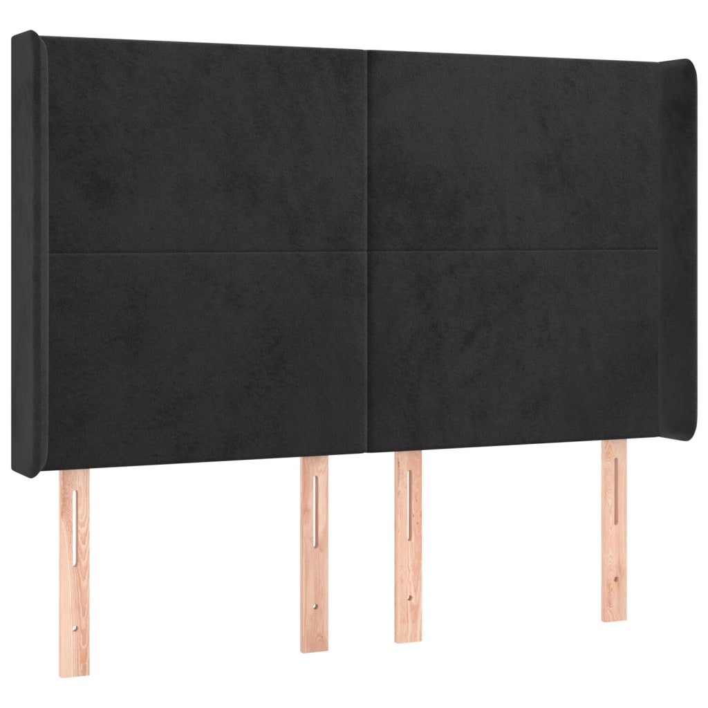 vidaXL Κρεβάτι Boxspring με Στρώμα & LED Μαύρο 140x200 εκ. Βελούδινο
