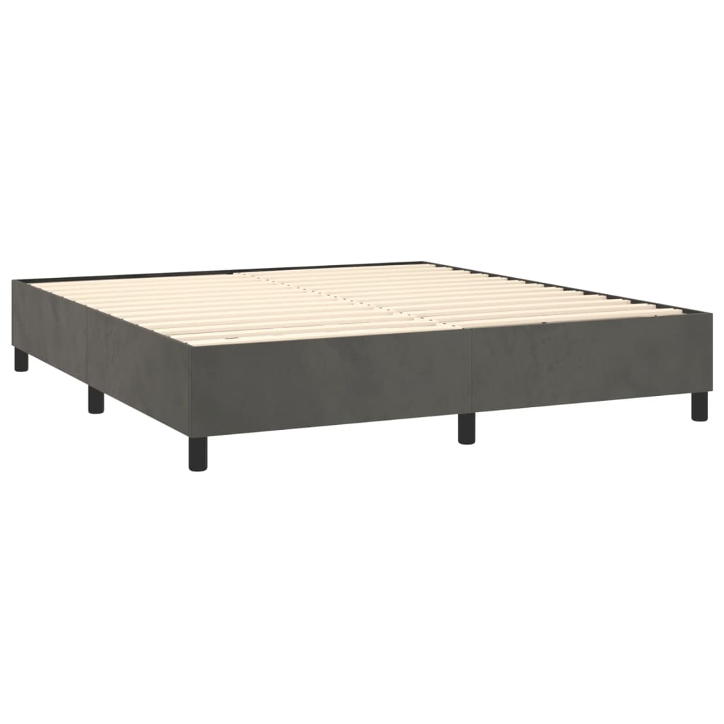 vidaXL Κρεβάτι Boxspring με Στρώμα & LED Σκ. Γκρι 160x200εκ. Βελούδινο
