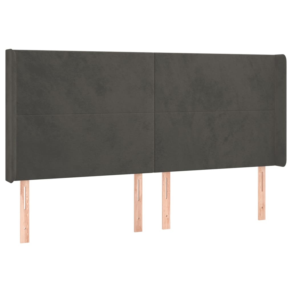 vidaXL Κρεβάτι Boxspring με Στρώμα & LED Σκ. Γκρι 160x200εκ. Βελούδινο