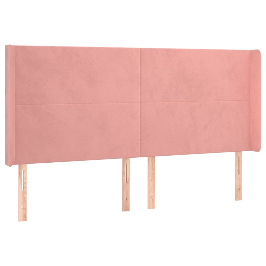 vidaXL Κρεβάτι Boxspring με Στρώμα & LED Ροζ 160x200 εκ. Βελούδινο