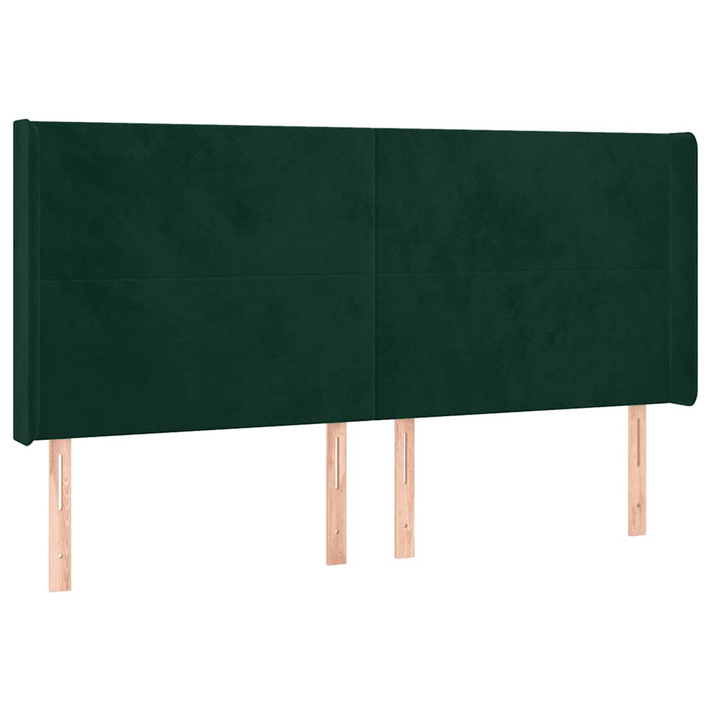 vidaXL Κρεβάτι Boxspring με Στρώμα & LED Σκ. Πράσινο 200x200εκ Βελούδο