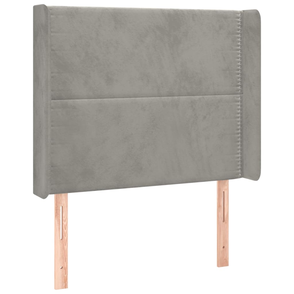 vidaXL Κρεβάτι Boxspring με Στρώμα & LED Αν.Γκρι 100x200 εκ. Βελούδινο