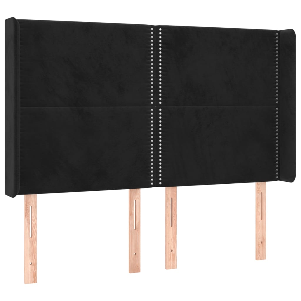 vidaXL Κρεβάτι Boxspring με Στρώμα & LED Μαύρο 140x200 εκ. Βελούδινο