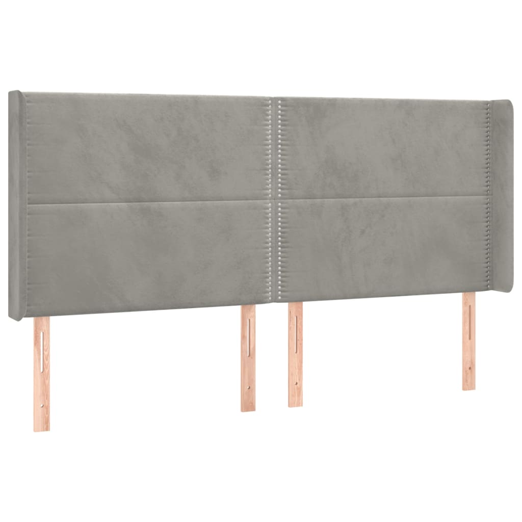 vidaXL Κρεβάτι Boxspring με Στρώμα & LED Αν.Γκρι 200x200 εκ. Βελούδινο
