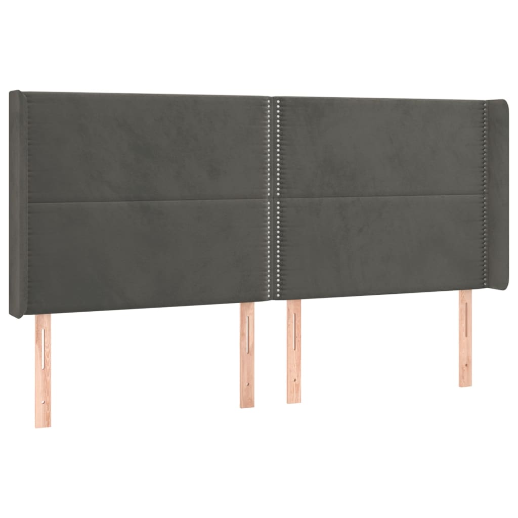 vidaXL Κρεβάτι Boxspring με Στρώμα & LED Σκ. Γκρι 200x200εκ. Βελούδινο