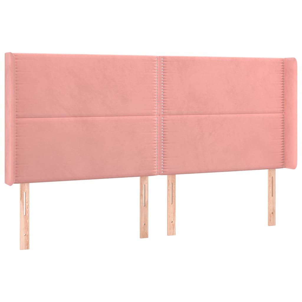vidaXL Κρεβάτι Boxspring με Στρώμα & LED Ροζ 200x200 εκ. Βελούδινο