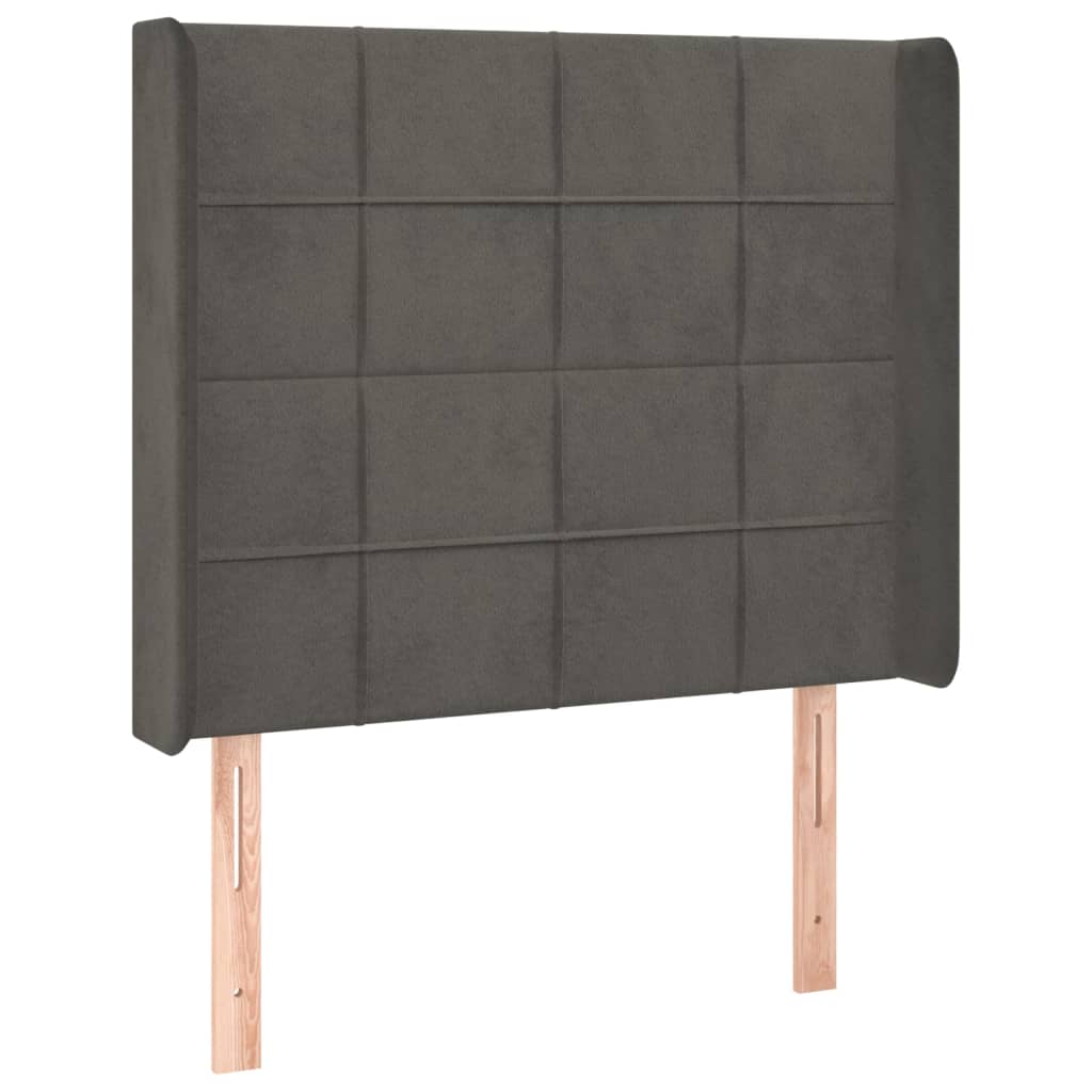 vidaXL Κρεβάτι Boxspring με Στρώμα & LED Σκ. Γκρι 80x200 εκ. Βελούδινο