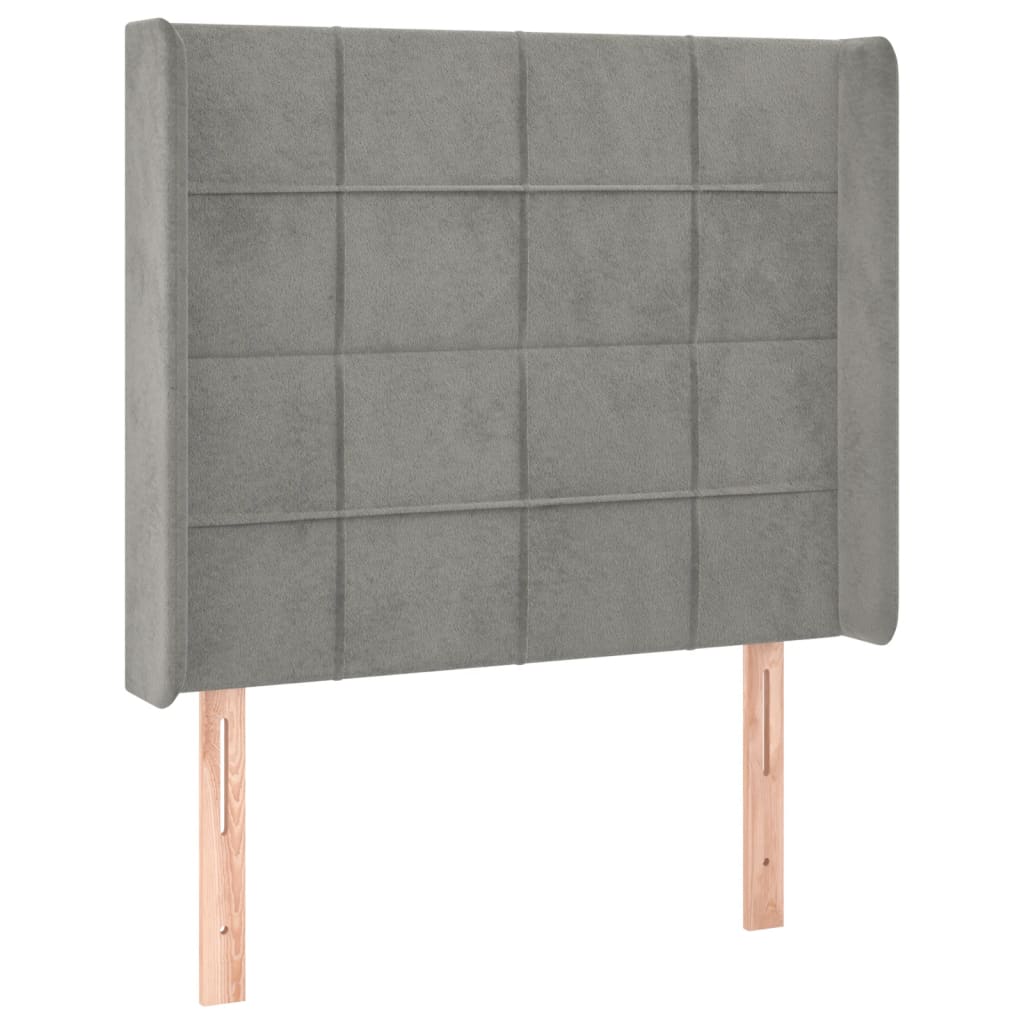 vidaXL Κρεβάτι Boxspring με Στρώμα & LED Αν.Γκρι 90x190 εκ. Βελούδινο