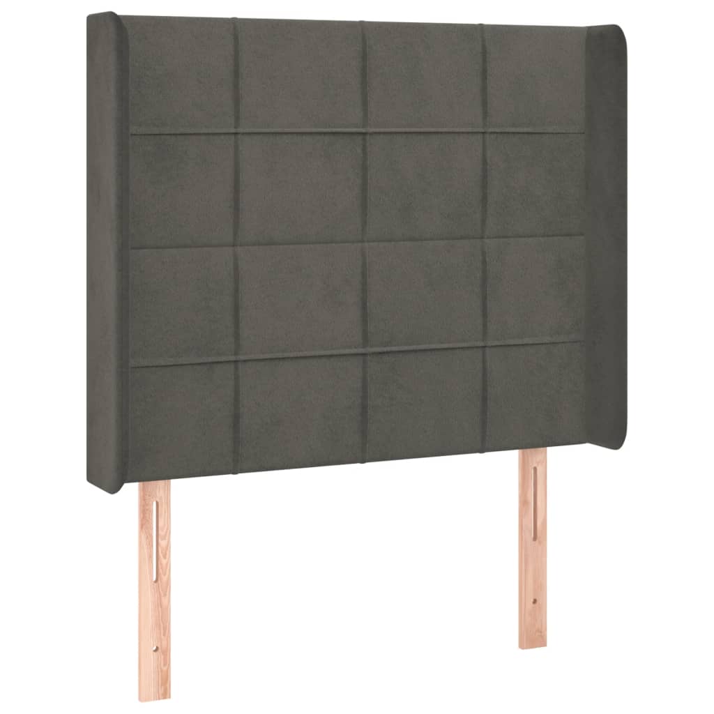 vidaXL Κρεβάτι Boxspring με Στρώμα & LED Σκ. Γκρι 90x190 εκ. Βελούδινο