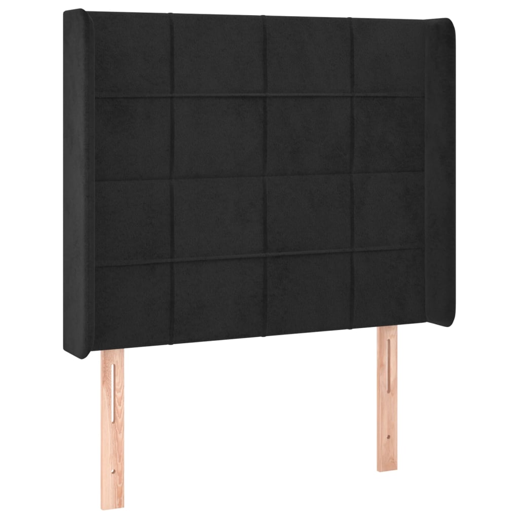 vidaXL Κρεβάτι Boxspring με Στρώμα & LED Μαύρο 90x200 εκ. Βελούδινο