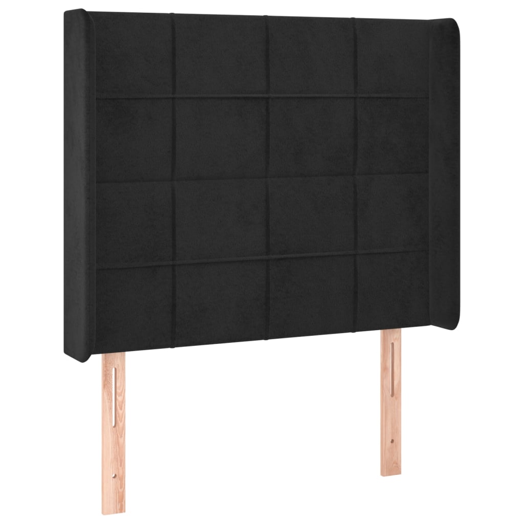 vidaXL Κρεβάτι Boxspring με Στρώμα & LED Μαύρο 100x200 εκ. Βελούδινο
