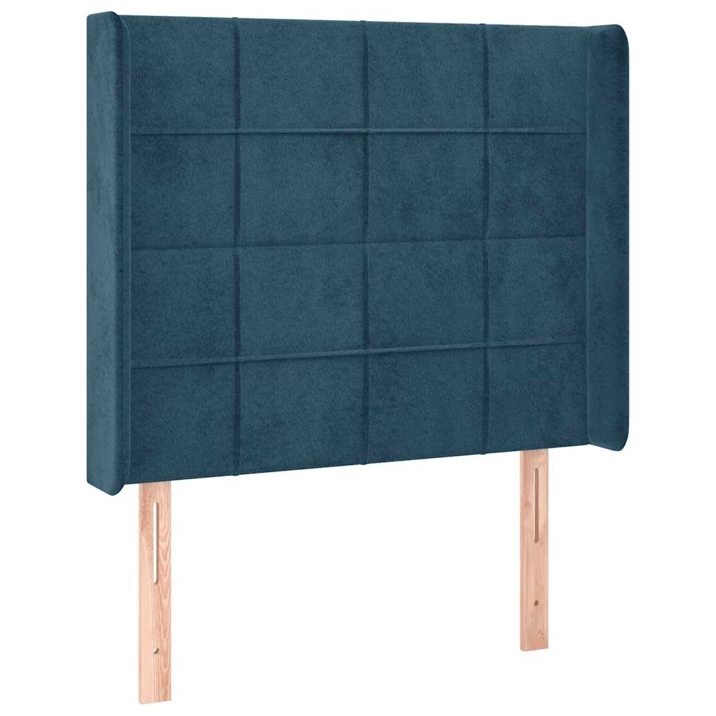 vidaXL Κρεβάτι Boxspring με Στρώμα & LED Σκ. Μπλε 100x200εκ. Βελούδινο