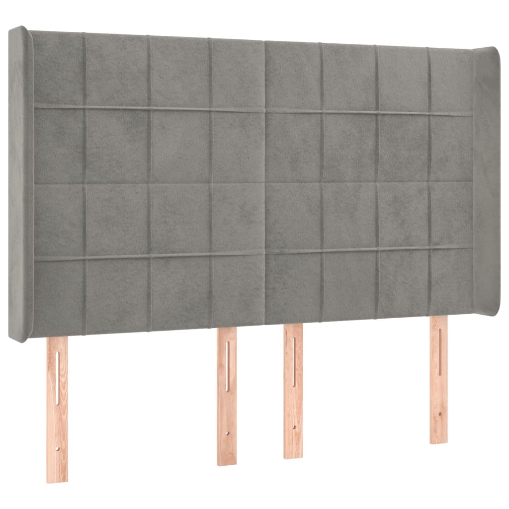 vidaXL Κρεβάτι Boxspring με Στρώμα&LED Αν. Γκρι 140x190 εκ. Βελούδινο
