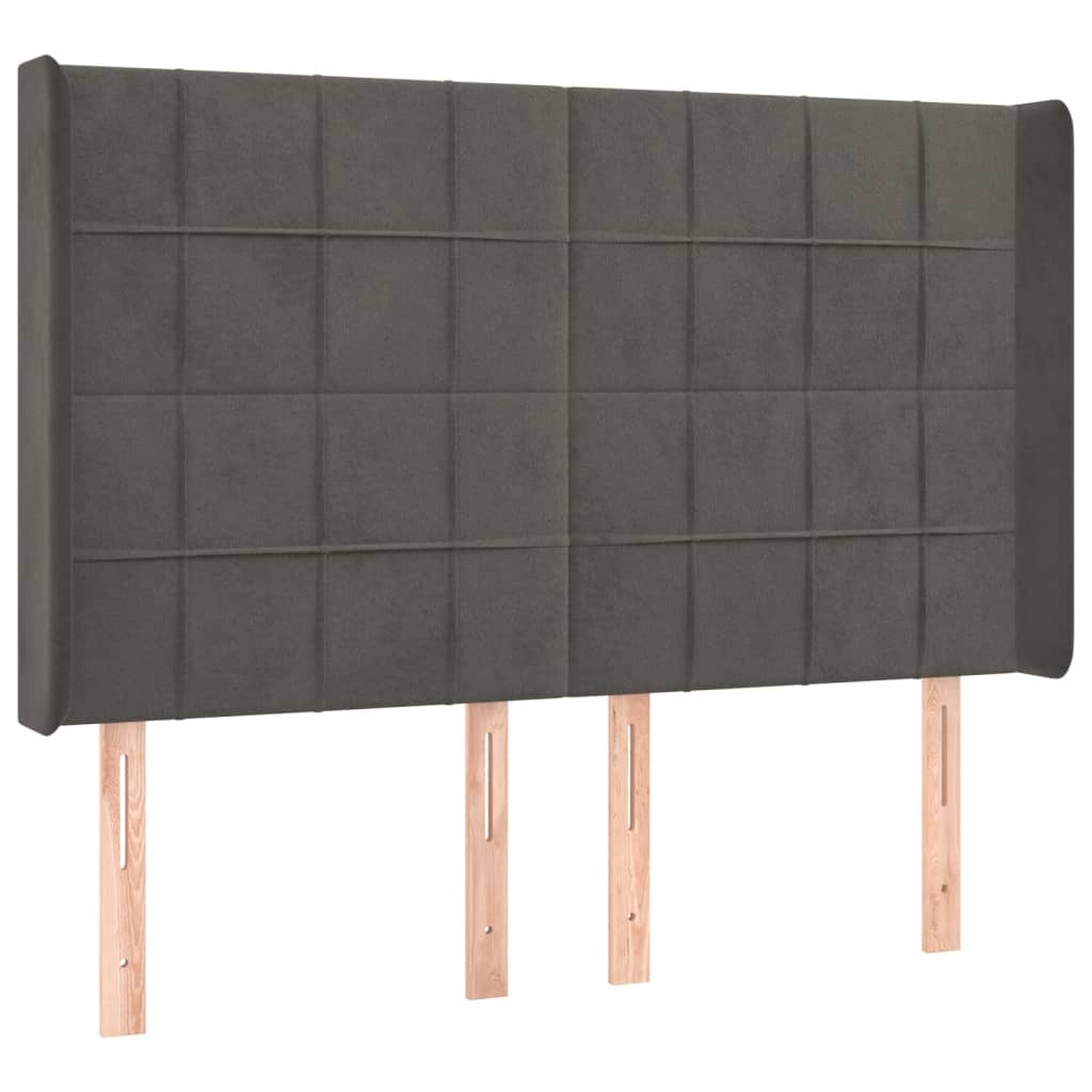 vidaXL Κρεβάτι Boxspring με Στρώμα & LED Σκ. Γκρι 140x190εκ. Βελούδινο