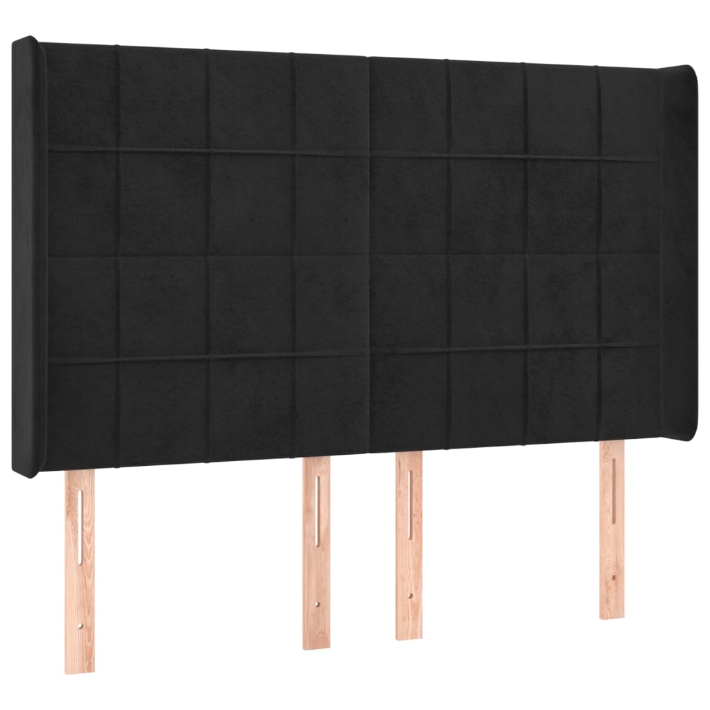 vidaXL Κρεβάτι Boxspring με Στρώμα & LED Μαύρο 140x190 εκ. Βελούδινο