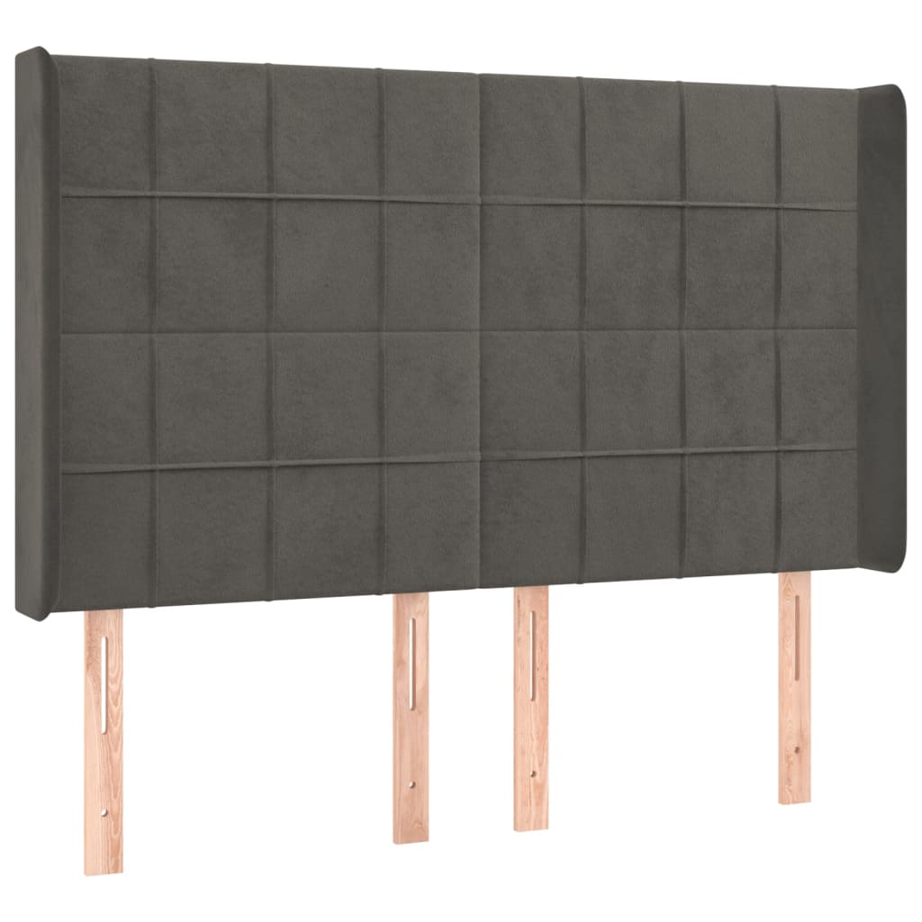 vidaXL Κρεβάτι Boxspring με Στρώμα & LED Σκ. Γκρι 140x200εκ. Βελούδινο