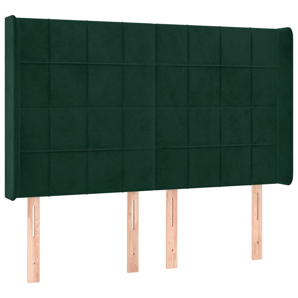 vidaXL Κρεβάτι Boxspring με Στρώμα & LED Σκ. Πράσινο 140x200εκ Βελούδο