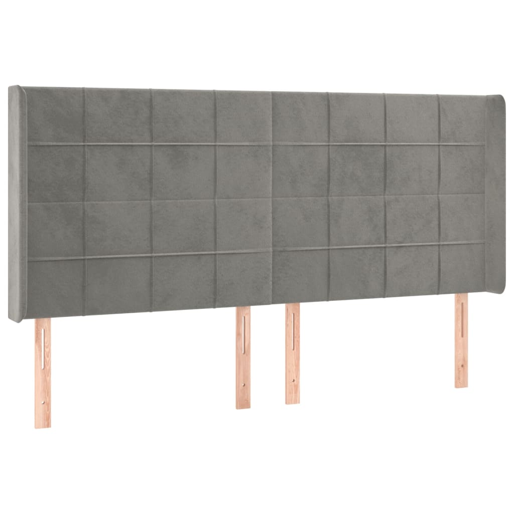 vidaXL Κρεβάτι Boxspring με Στρώμα & LED Αν.Γκρι 160x200 εκ. Βελούδινο