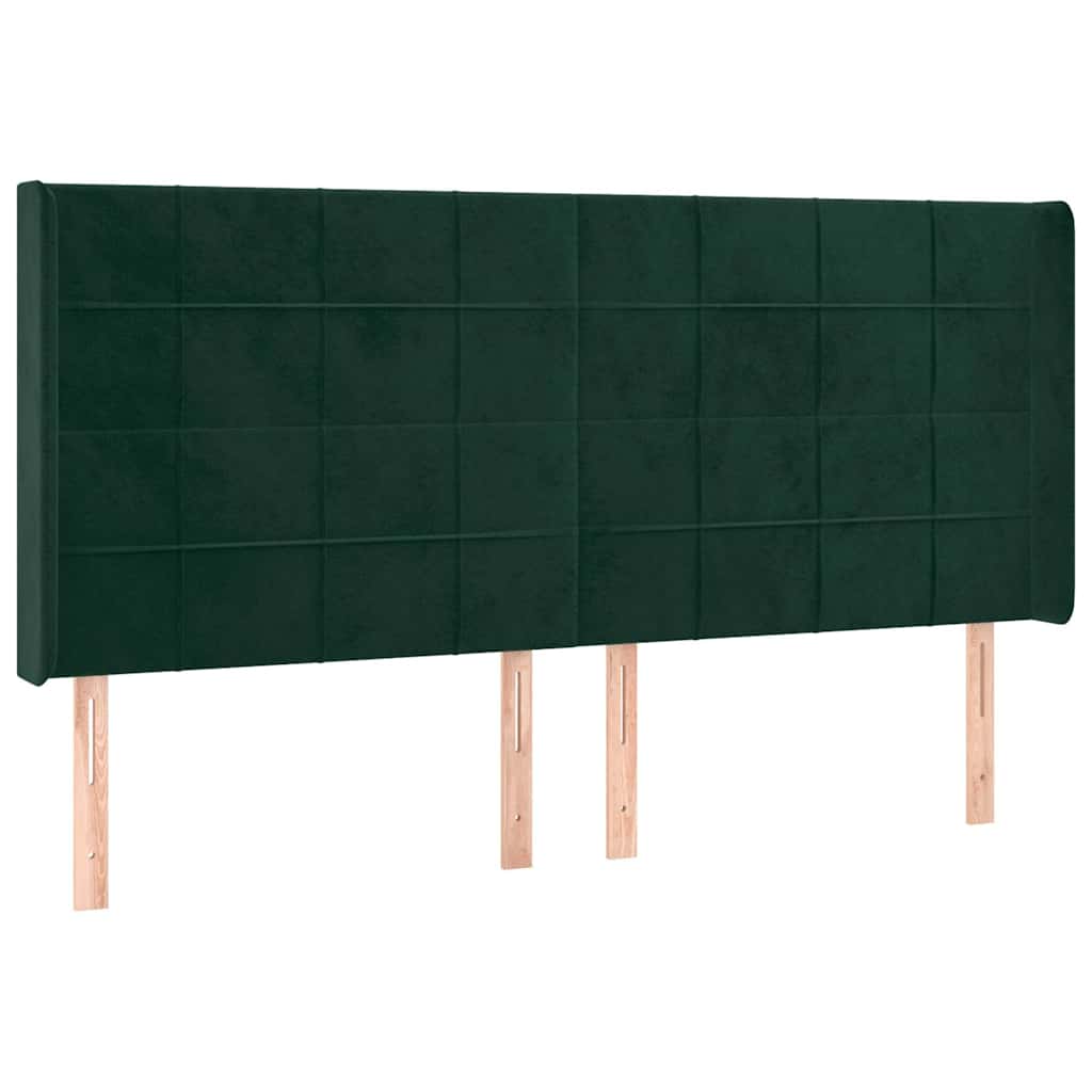 vidaXL Κρεβάτι Boxspring με Στρώμα & LED Σκ. Πράσινο 160x200εκ Βελούδο